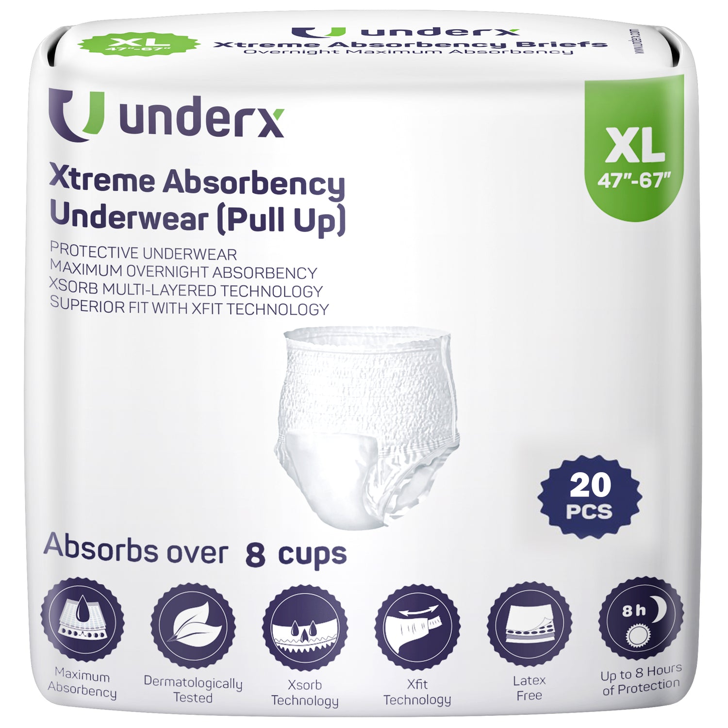 UnderX pull-up underwear XL size 20 count