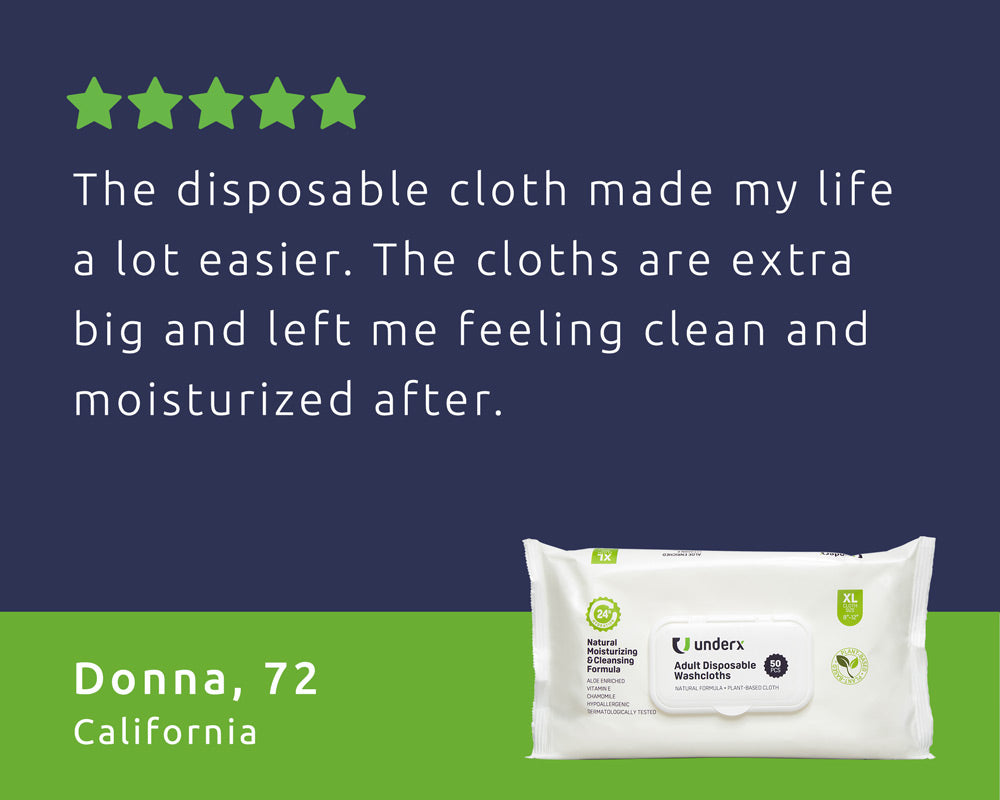 Underx Disposable XL Washcloths | UnderX Incontinence Products