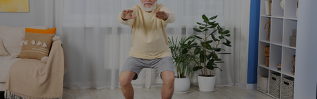 elderly exercising squats in adult diaper