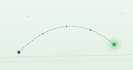 UnderX travel guide graphic with a dotted flight path between two points