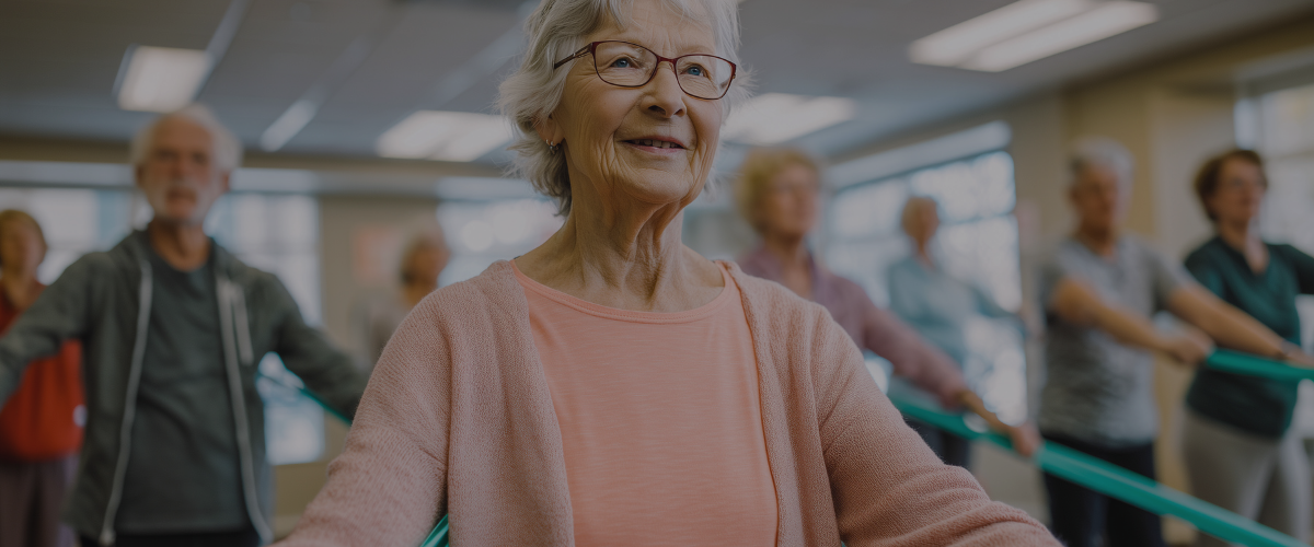 old people exercising with adult diapers on