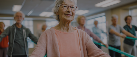 old people exercising with adult diapers on