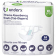 UnderX tabbed briefs XL size 10 count